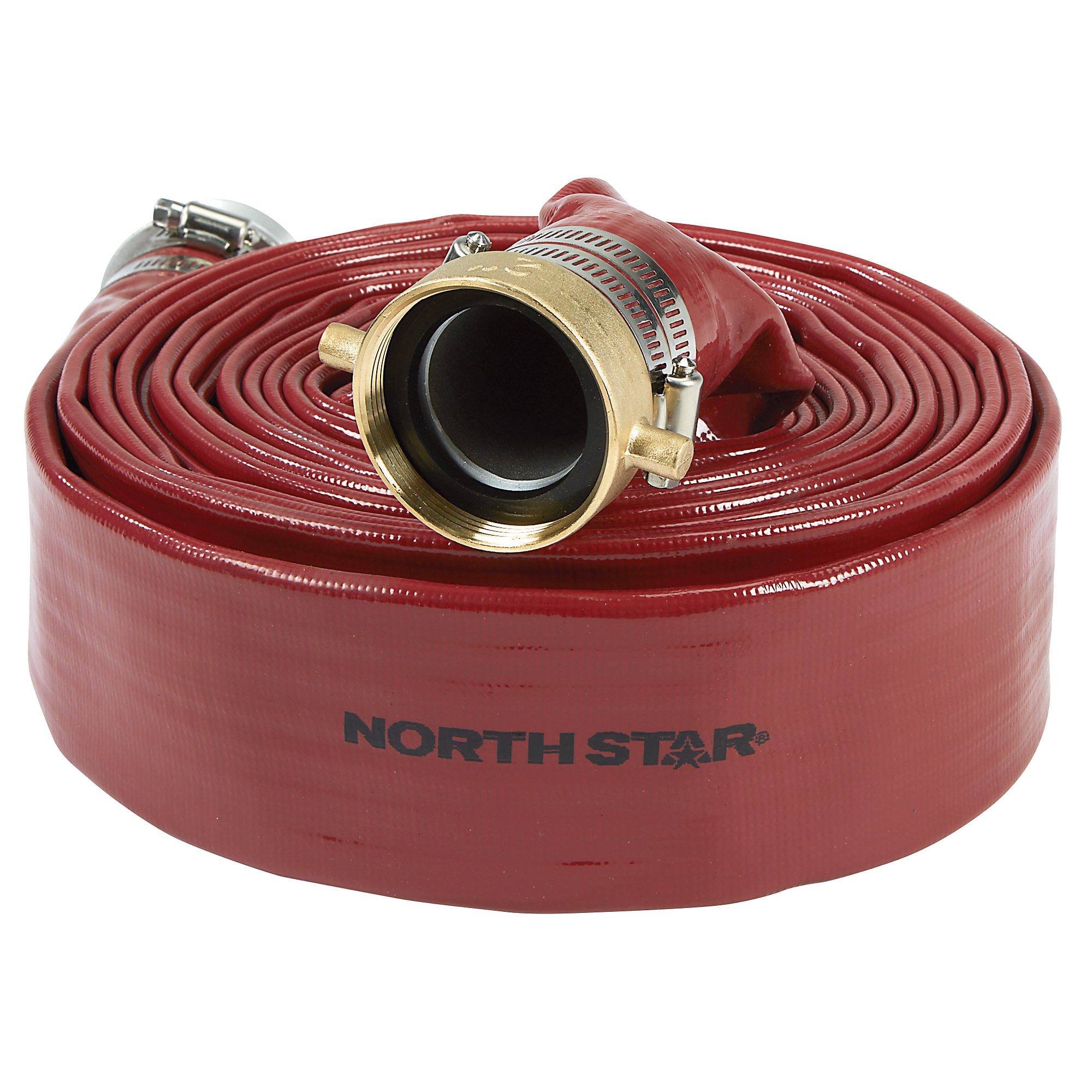 NorthStar Water Pump Discharge Hose, 2in. x 25ft. Max. PSI 150, PVC, Lay Flat, Industrial-Grade Aluminum Couplings